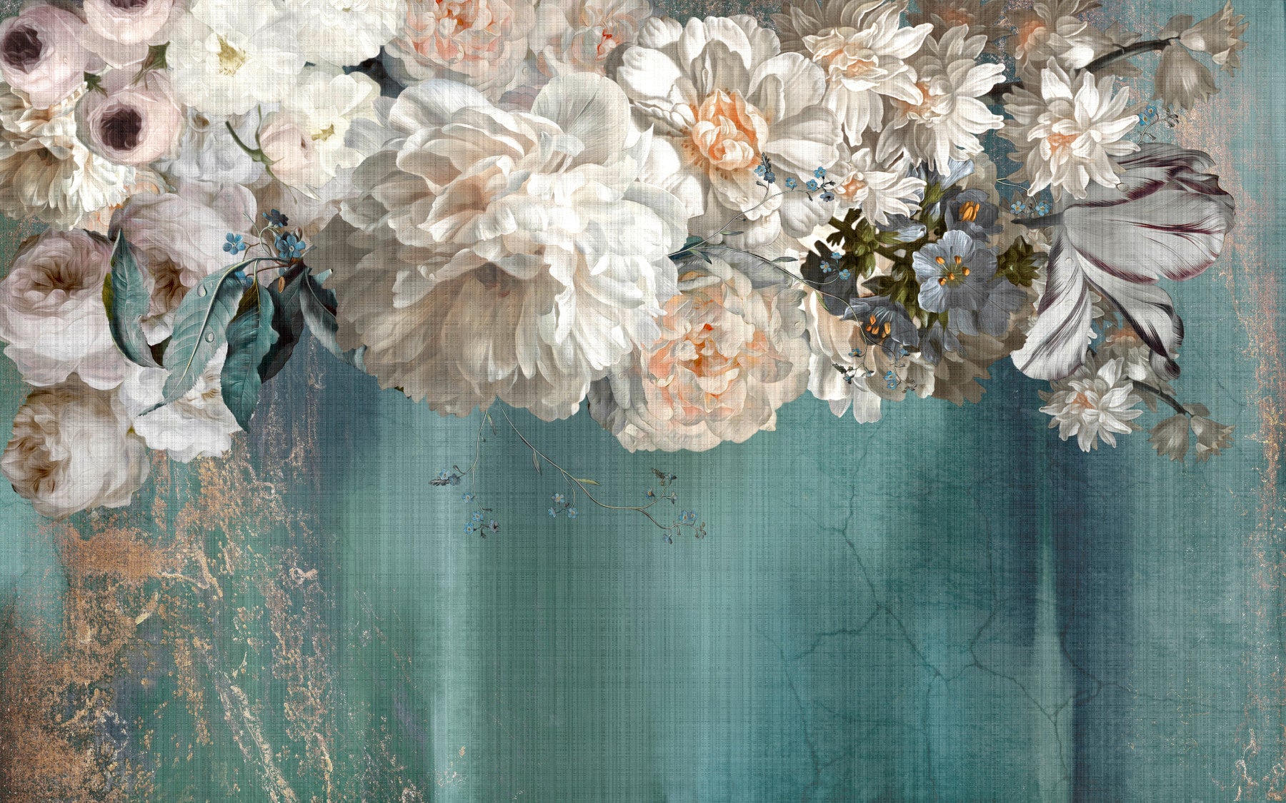 Gilded Floral Cascade Wall Mural