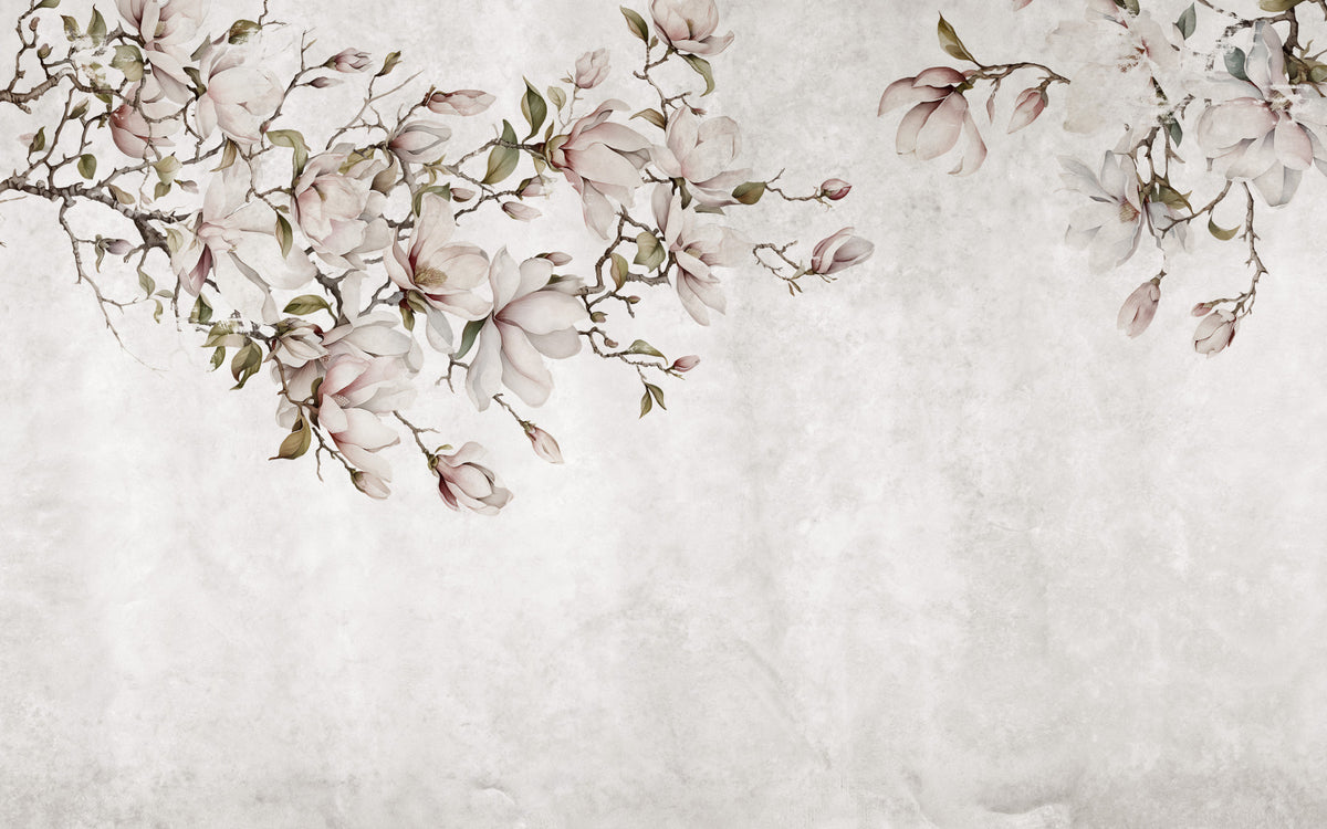 Ethereal Blossoms Wall Mural in your room — zoomed