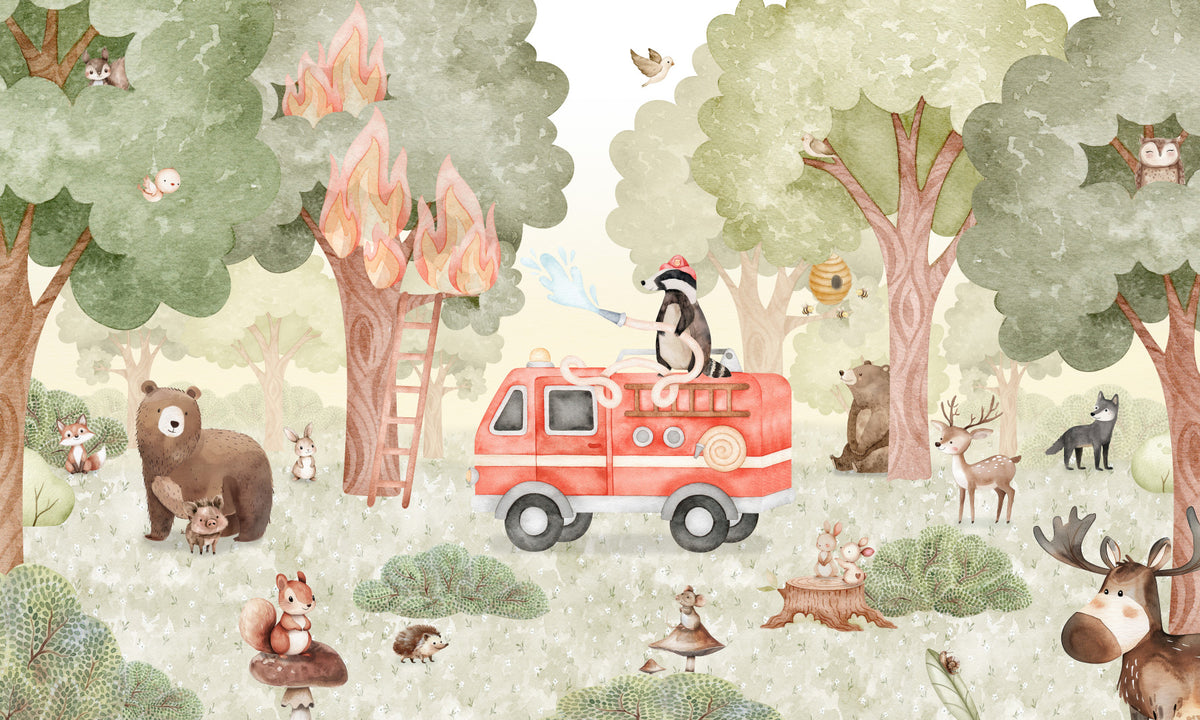 Forest Fire Fighter Wall Mural in your room — zoomed
