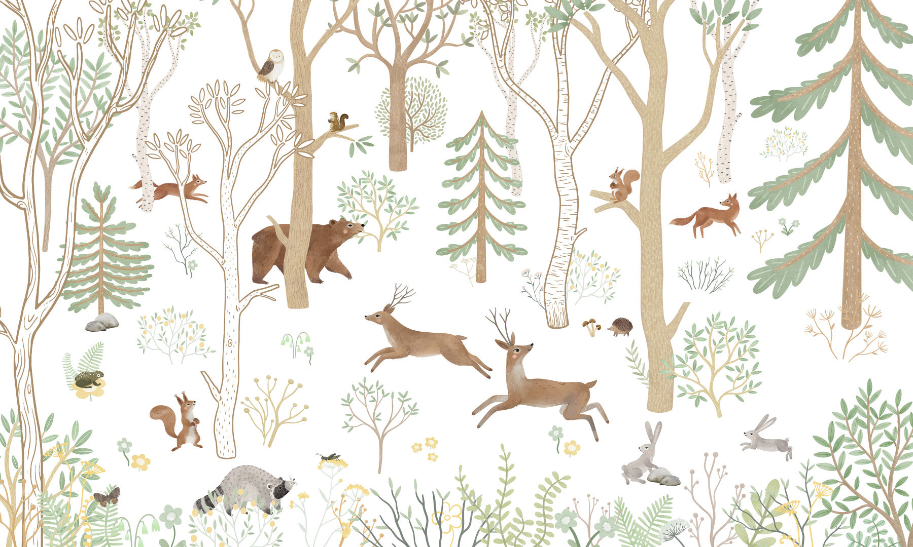 Frisky Forest Green Wall Mural