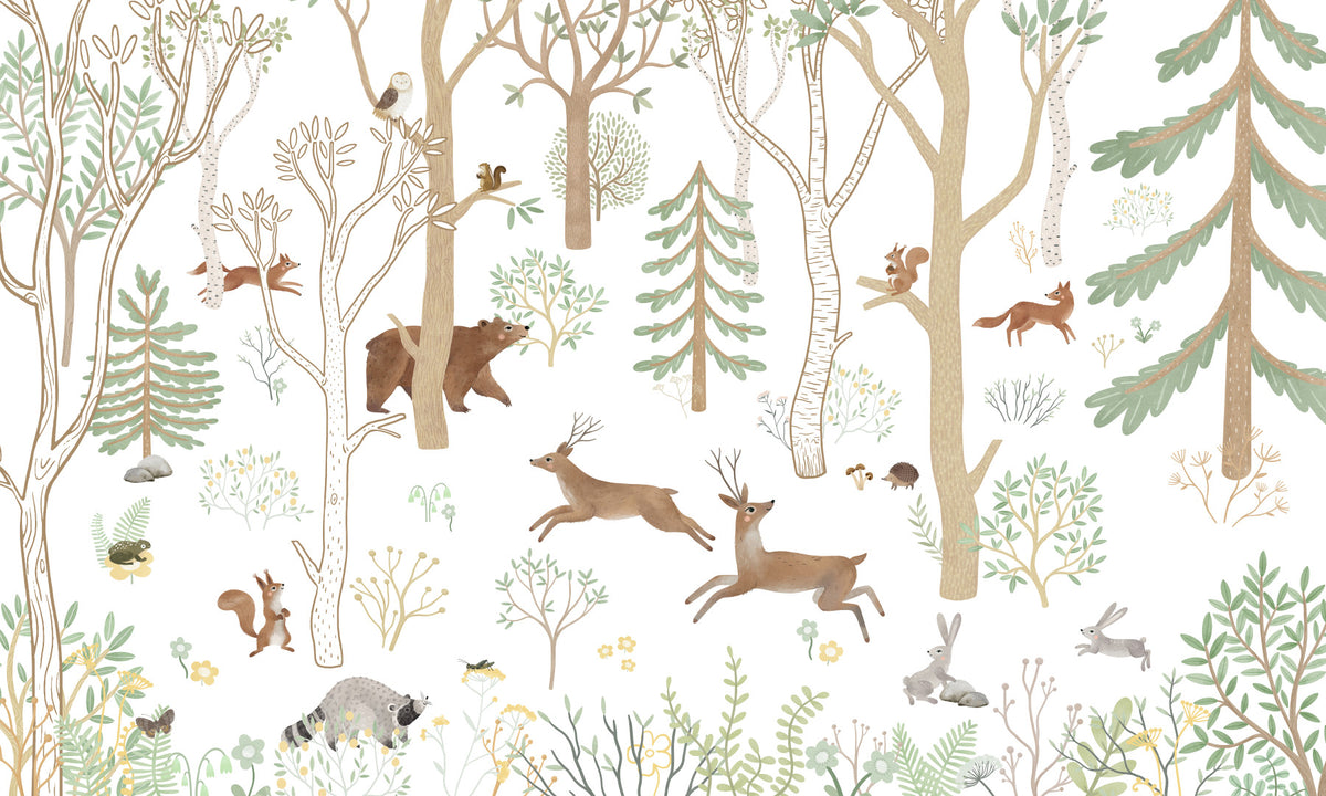 Frisky Forest Green Wall Mural in your room — zoomed