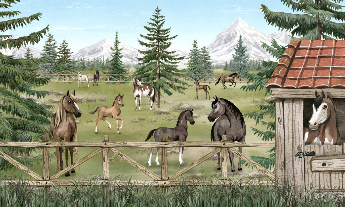 Horse Haven Wall Mural in your room — zoomed
