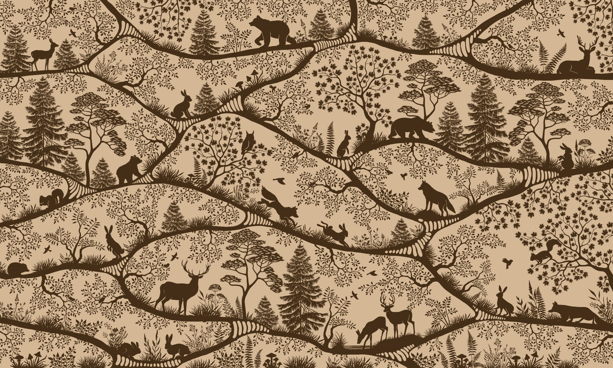 Nordic Nature Beige Brown Wall Mural in your room — zoomed