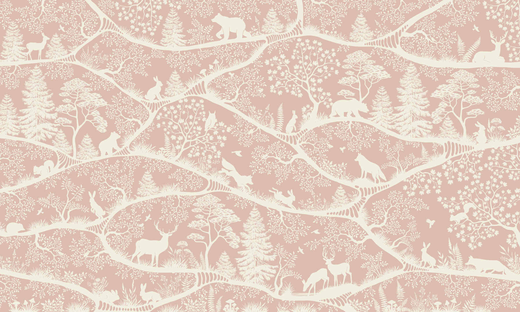 Nordic Nature Pink White Wall Mural