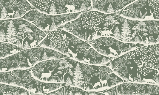 Nordic Nature Green White Wall Mural