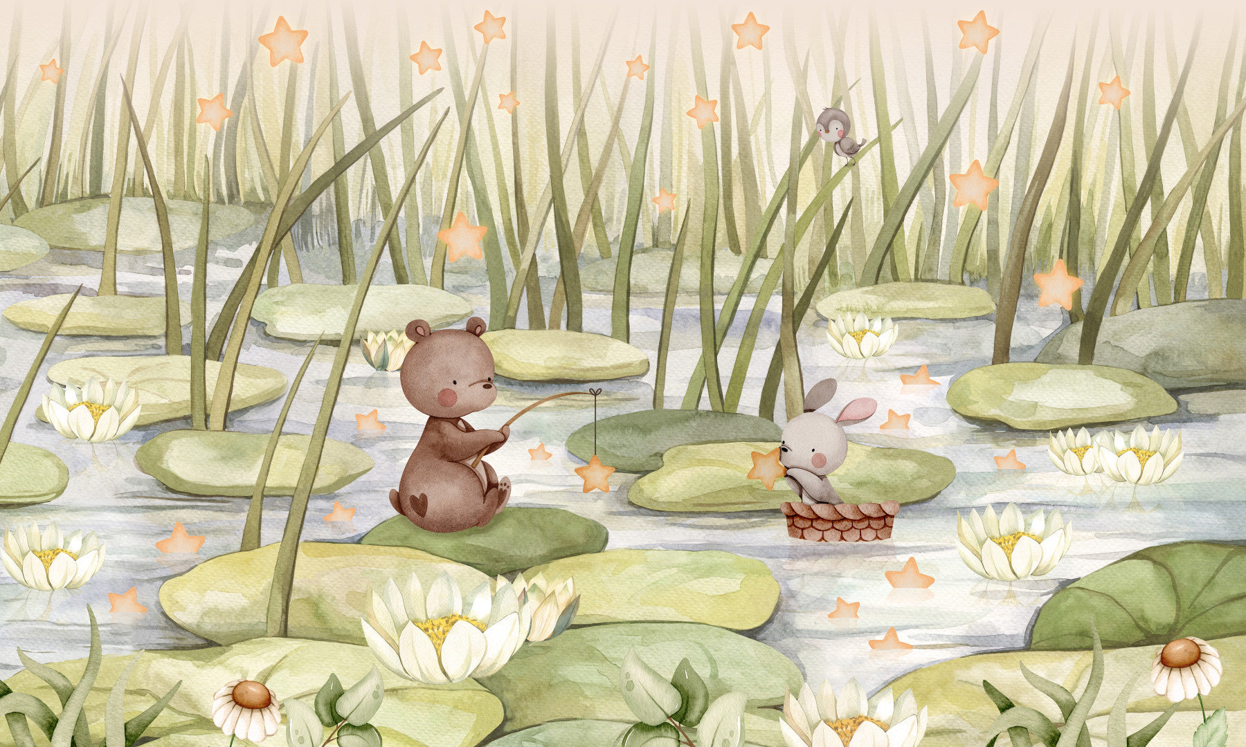 Starry Pond Wall Mural