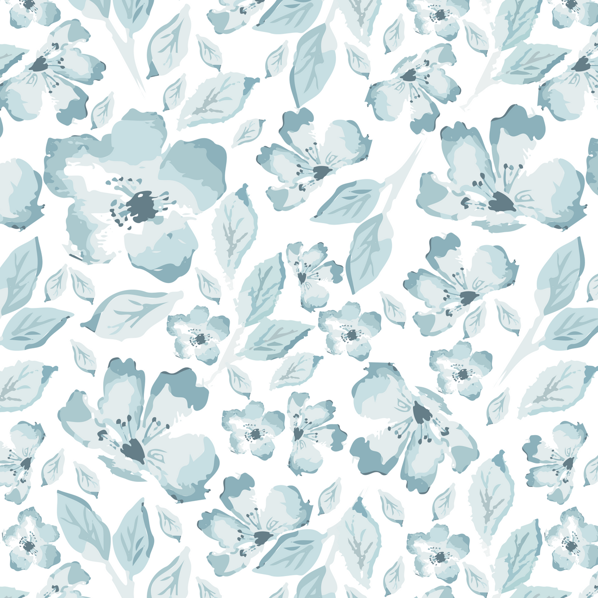Aqua Bloom Serenity Wallpaper⁠ in your room — zoomed