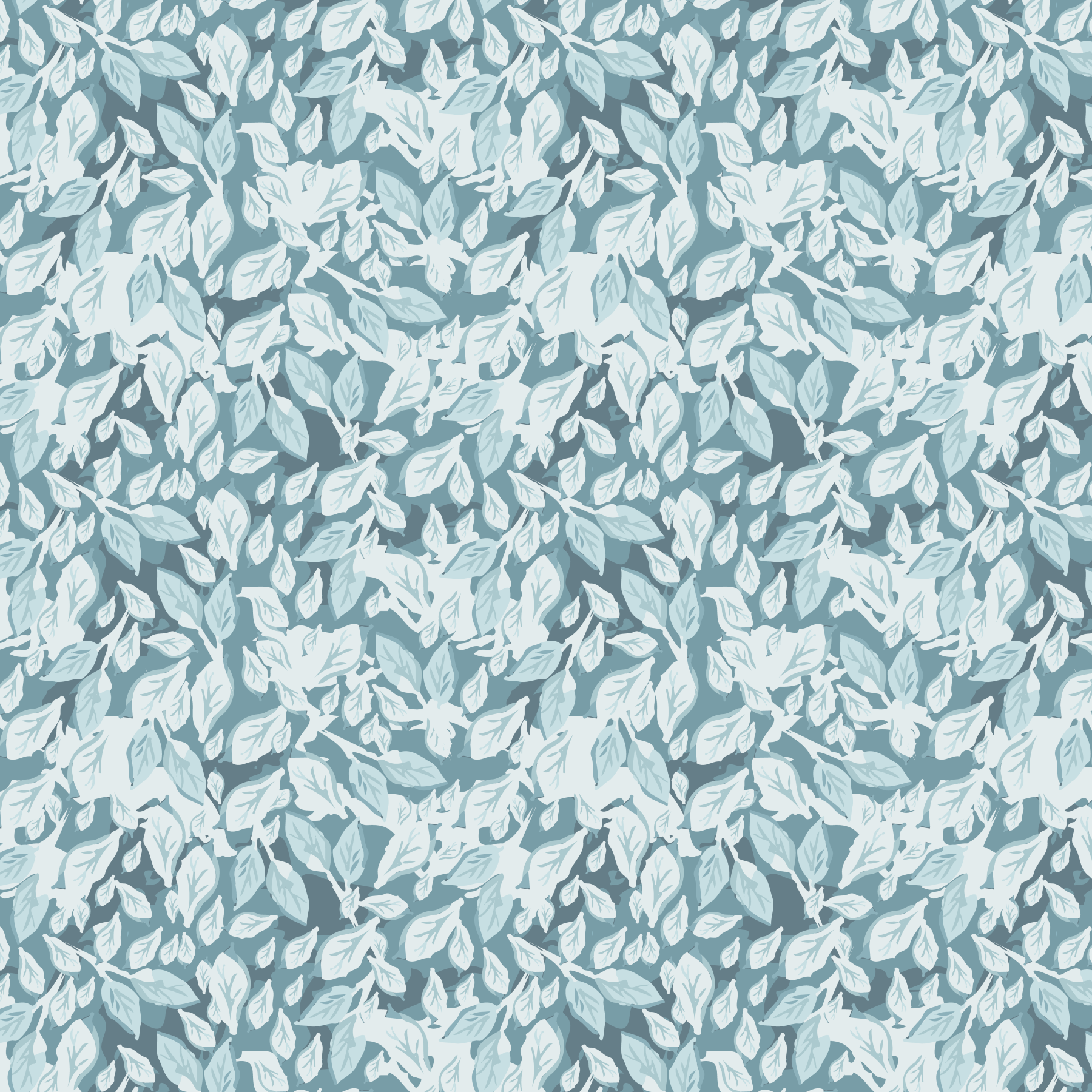 Leaves In Deep - Blue Wallpaper⁠