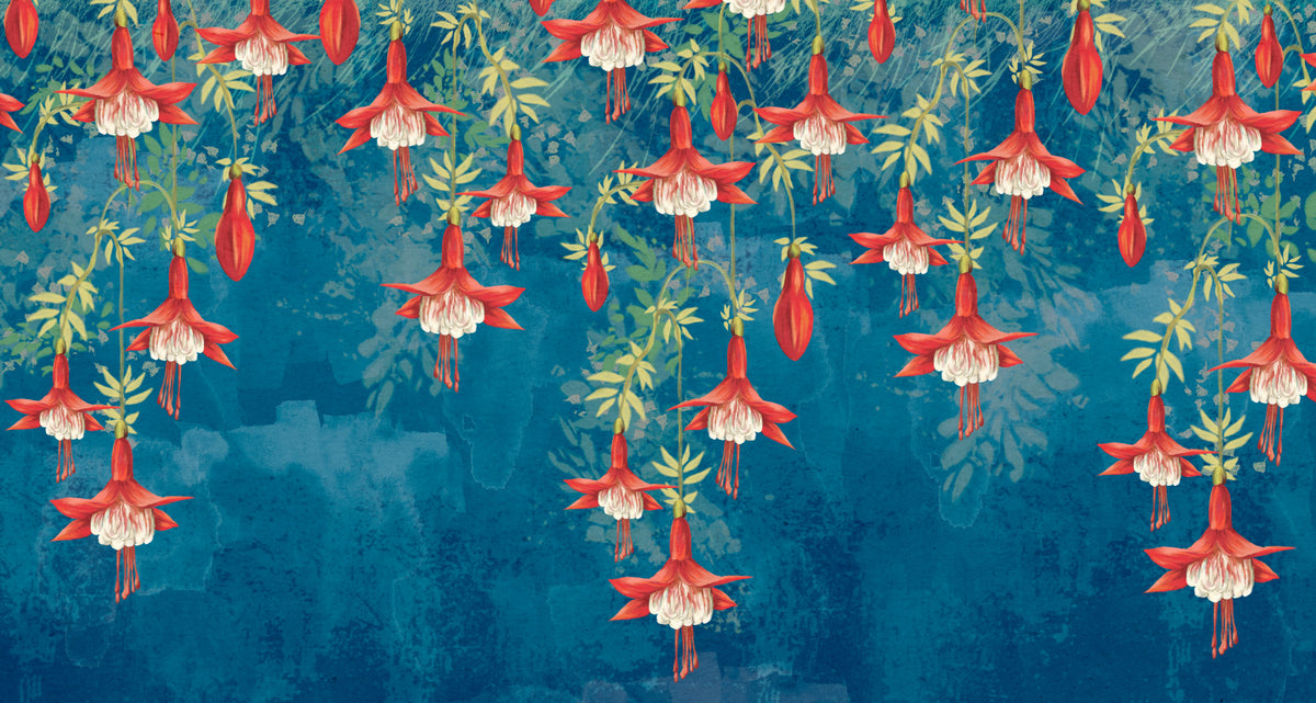 Midnight Garden Fuchsia Wall Mural in your room — zoomed