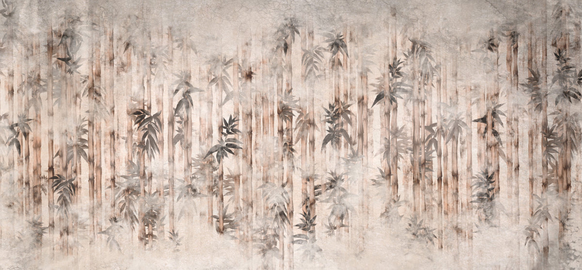 Misty Bamboo Horizon Wall Mural in your room — zoomed