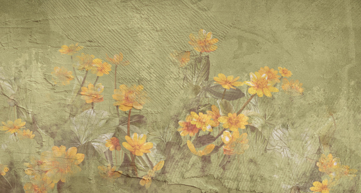 Golden Ochre Reverie Wall Mural in your room — zoomed
