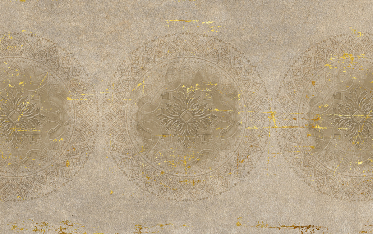 Gilded Mandala Tapestry Wall Mural in your room — zoomed