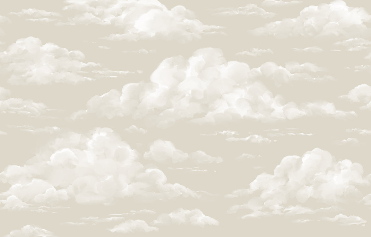 Cloud Whisper Wall Mural in your room — zoomed