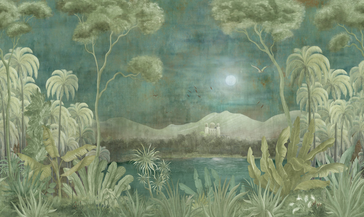 Moonlight Oasis Mural Wall Mural in your room — zoomed