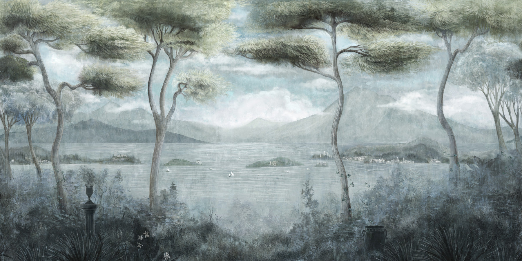 Classic Italian Pine Lake Wall Mural