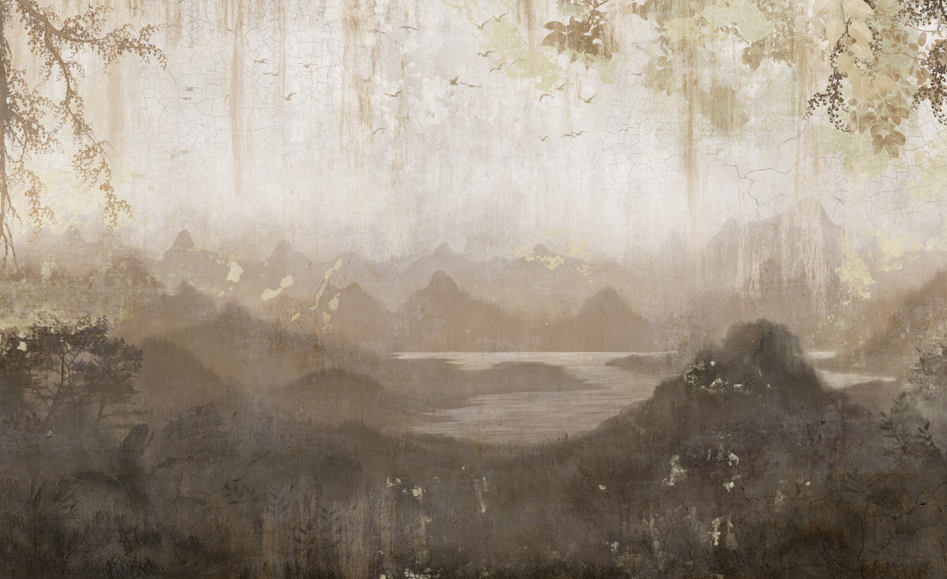 Ancient Hills Watercolor Wall Mural