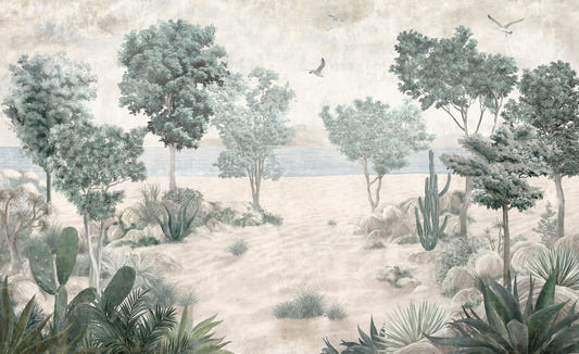 Serene Desert Coastline Wall Mural