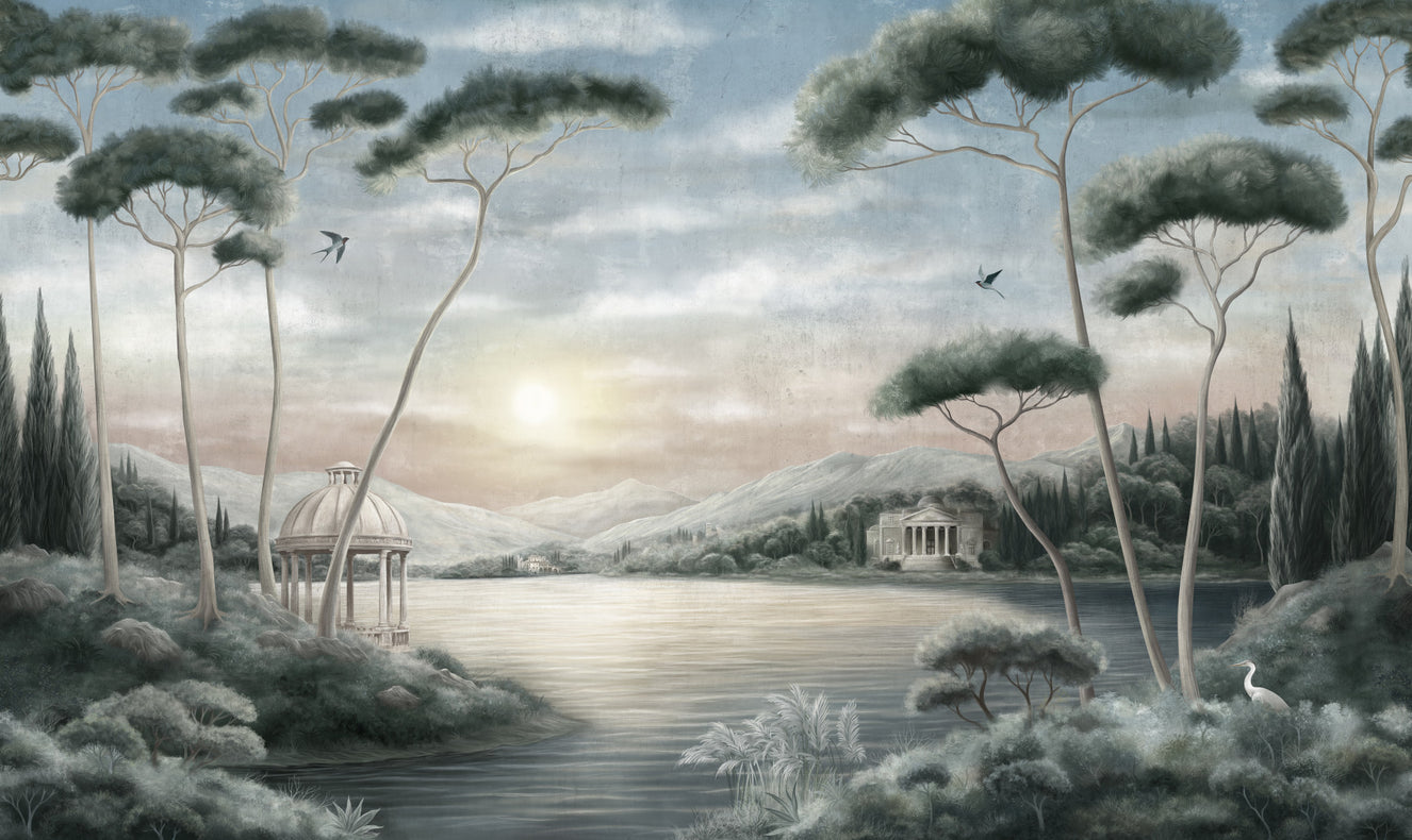 Serene Italian Lake Vista Wall Mural