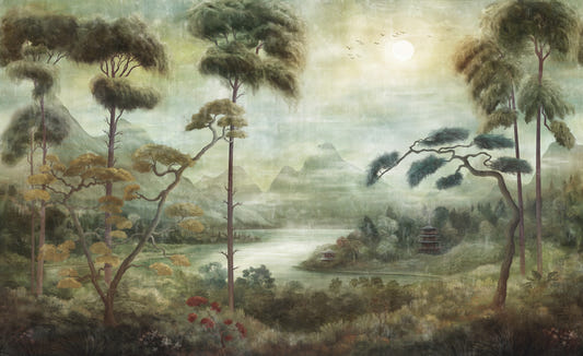 Mystic Pagoda Mist Wall Mural