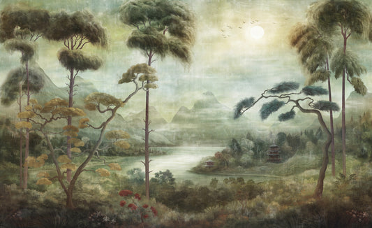 Mystic Pagoda Mist Wall Mural
