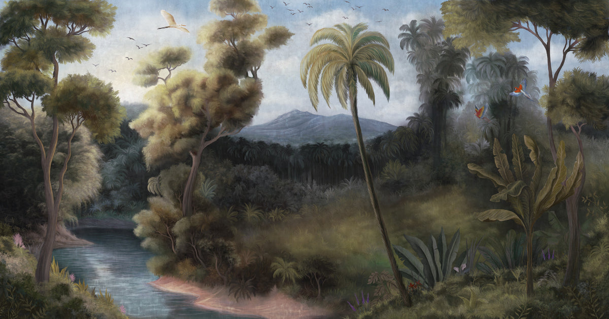 Serene Tropical Oasis Wall Mural in your room — zoomed