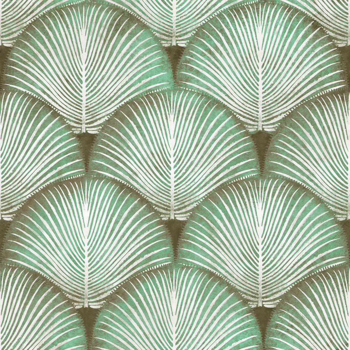 Art Deco Sage Palm Fronds Wallpaper⁠ in your room — zoomed