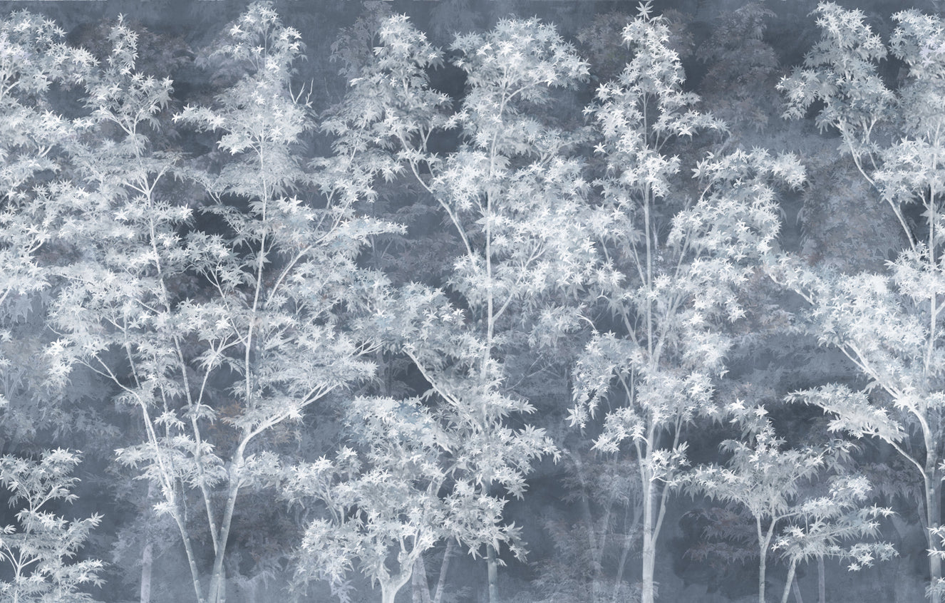 Misty Indigo Maple Forest Wall Mural