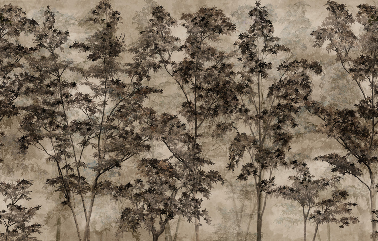 Sepia Forest Reverie Wall Mural