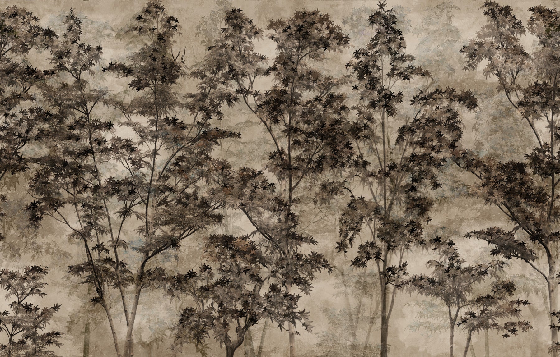 Sepia Forest Reverie Wall Mural