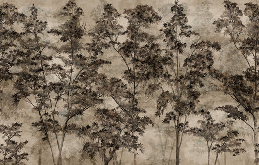Sepia Forest Reverie Wall Mural