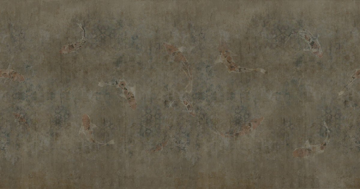 Ancient Koi Echoes Wall Mural in your room — zoomed