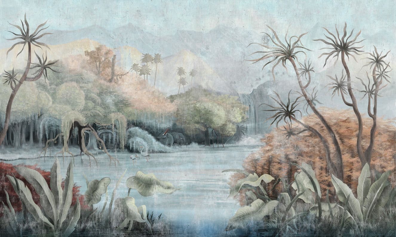 Misty Oasis Fresco Wall Mural