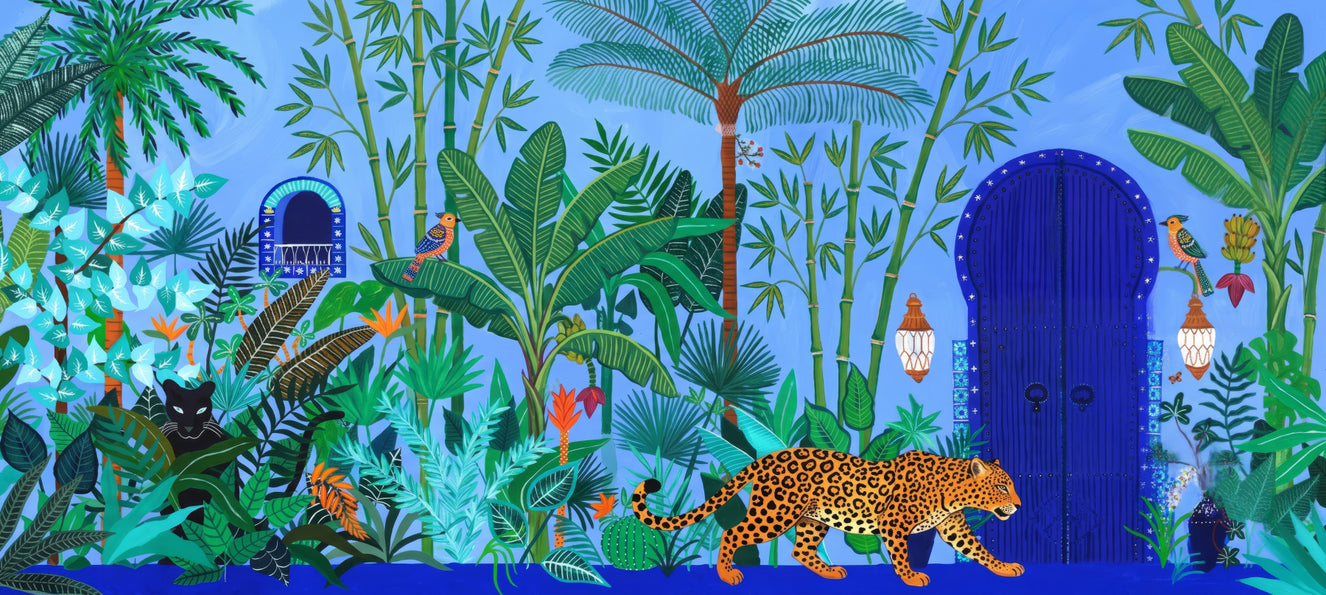 Cobalt Blue Tropical Sanctuary Wall Mural