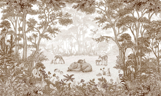 Enchanted Woodland Animal Forest Scene Wall Mural