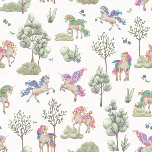 Enchanted Unicorn Woodland Garden Seamless Wallpaper Wallpaper⁠