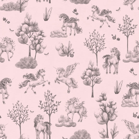 Whimsical Unicorn Forest Fantasy Pink Wallpaper Wallpaper⁠