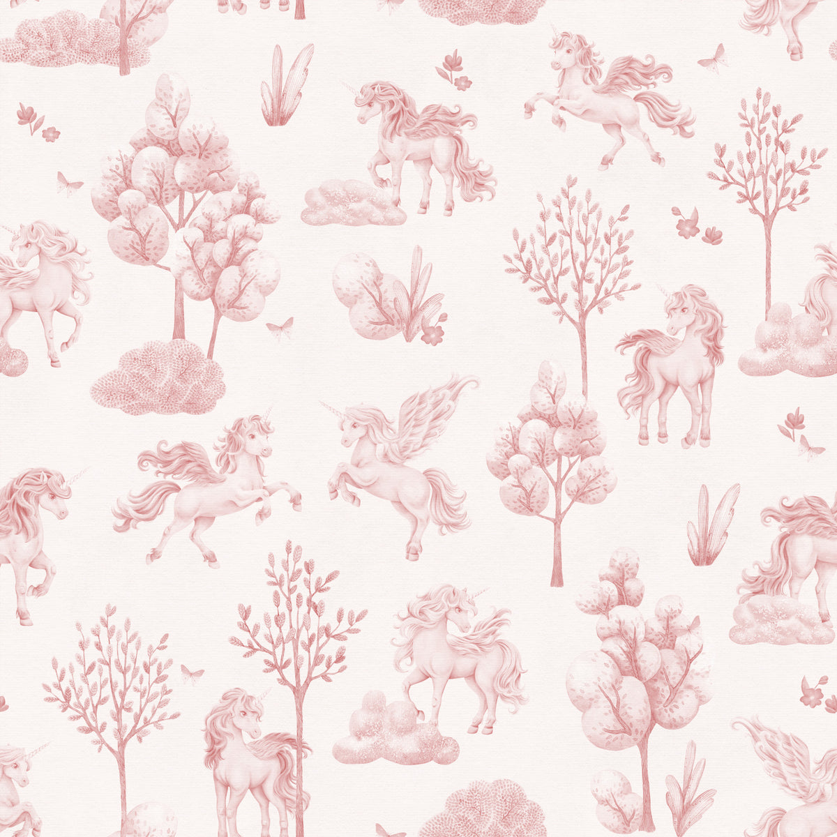 Magical Unicorn Forest Blush Pink Wallpaper⁠ in your room — zoomed
