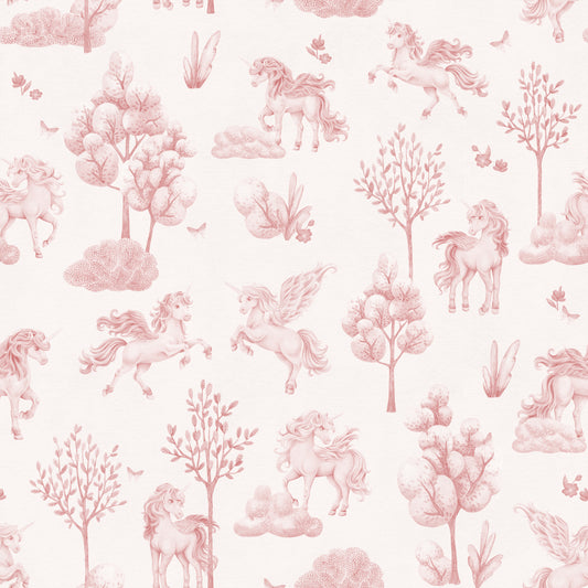Magical Unicorn Forest Blush Pink Wallpaper Wallpaper⁠