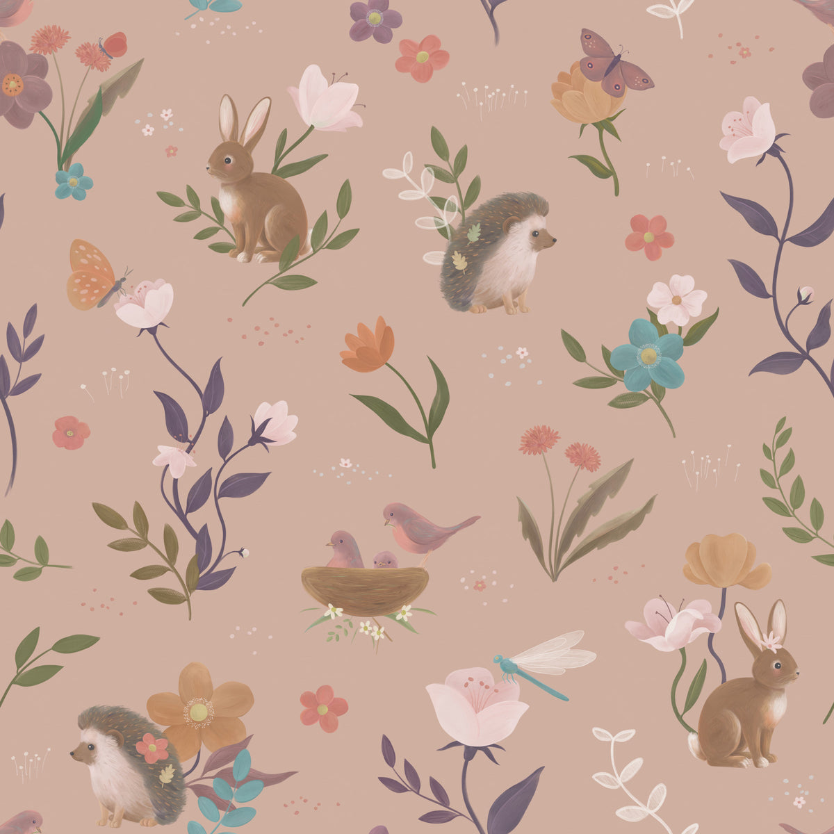 Whimsical Woodland Forest Friends Wallpaper⁠ in your room — zoomed