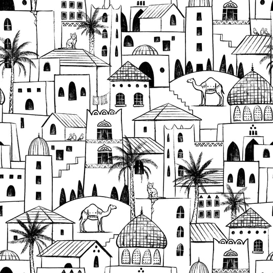 Hand Drawn Desert Cityscape Sketch Wallpaper Wallpaper⁠