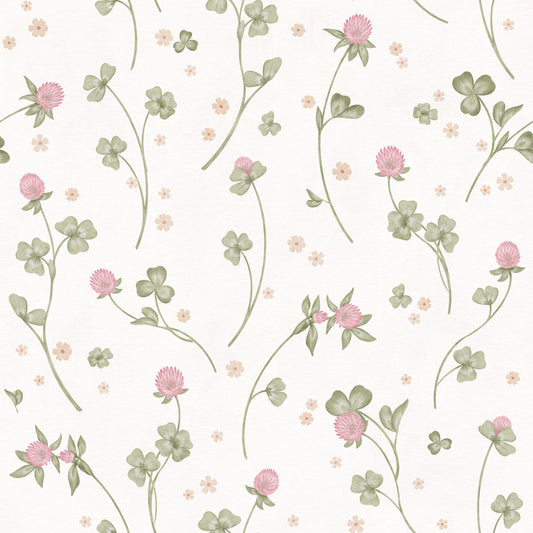Delicate Meadow Clover Floral Botanical Wallpaper Wallpaper⁠