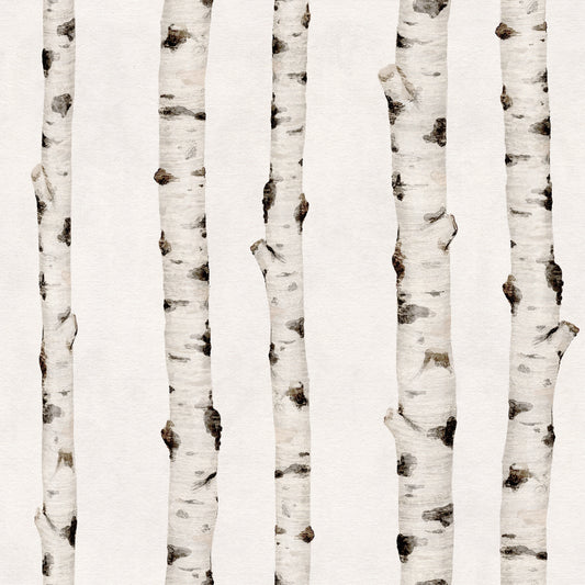 Rustic Birch Tree Forest Pattern Wallpaper⁠