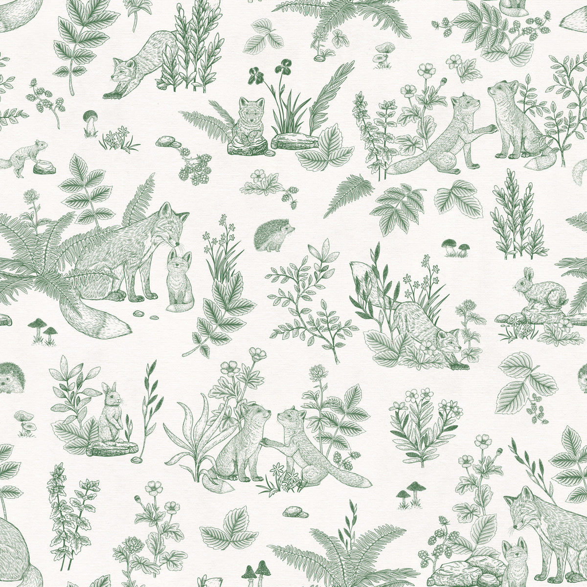 Enchanted Forest Friends Seamless Illustration Print Wallpaper⁠ in your room