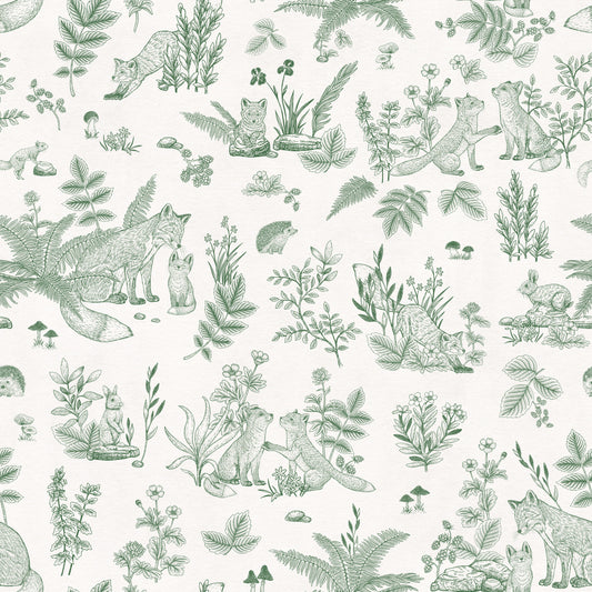 Enchanted Forest Friends Seamless Illustration Print Wallpaper⁠