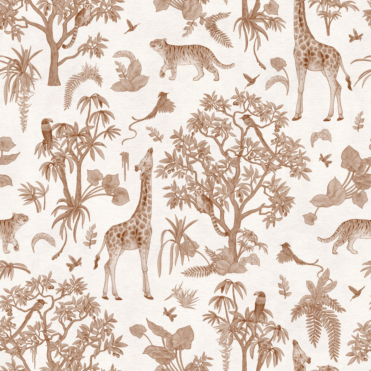 Enchanted Forest Animals Sketch Pattern Wallpaper