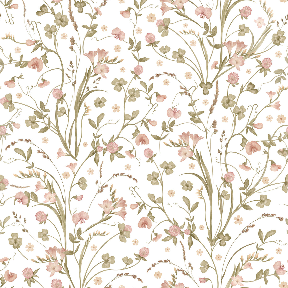 Rustic Country Meadow Floral Wall Decor Wallpaper⁠ in your room