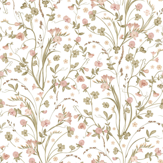 Rustic Country Meadow Floral Wall Decor Wallpaper⁠