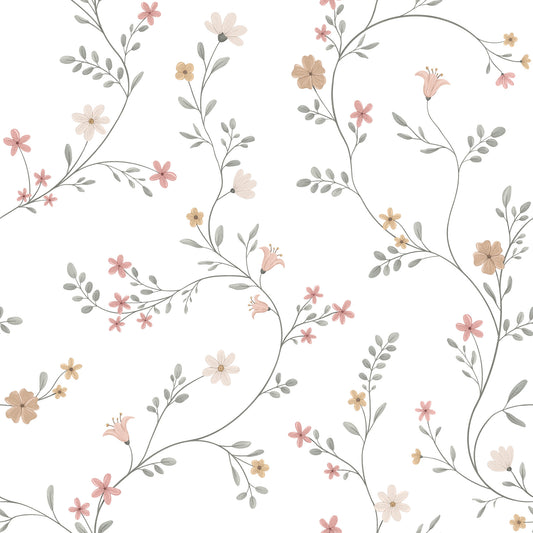 Soft Pastel Meadow Floral Seamless Wallpaper Wallpaper⁠