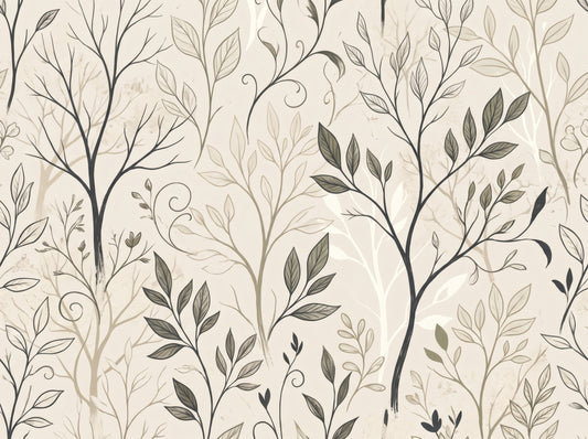 Minimalist Botanical Sketch Line Art Wallpaper Wall Mural