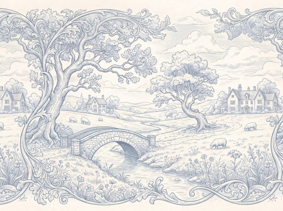 Toile de Jouy Countryside Pastoral Wall Mural in your room